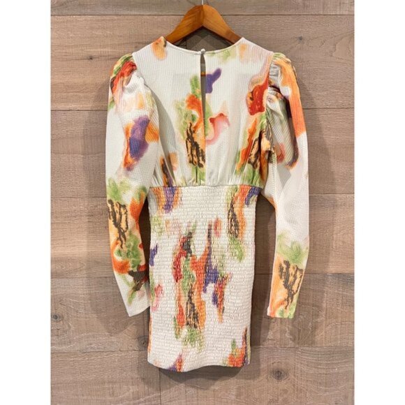 ROTATE Doris abstract-print smocked dress Size 2 - Picture 4 of 8